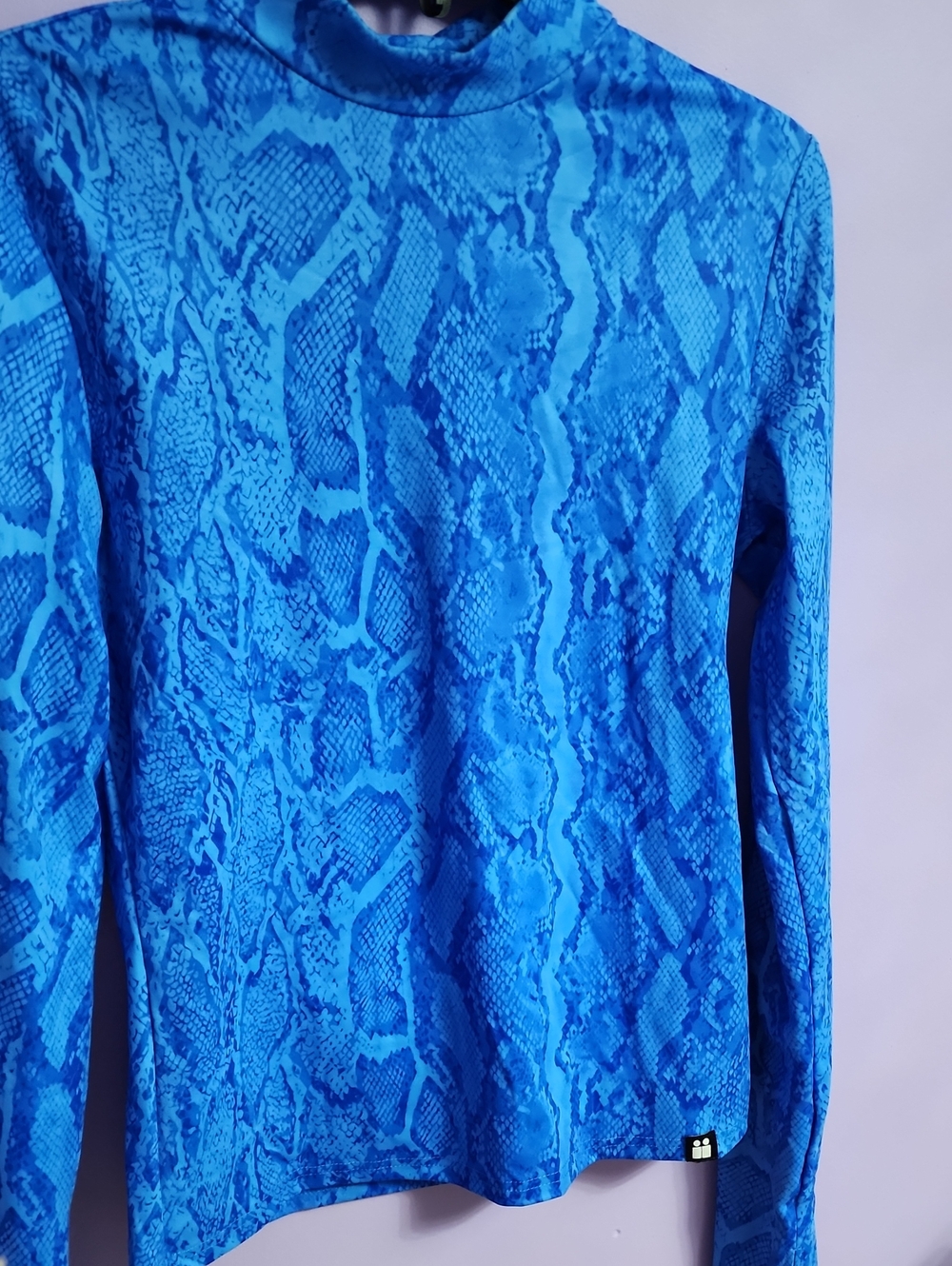Women's Bright Blue Snake-Print Long Sleeve Top